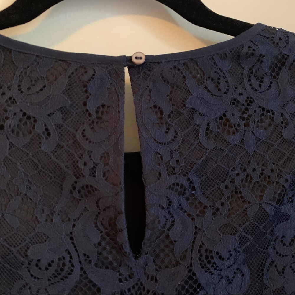 Navy Lace Cocktail Shift Dress Short Sleeve - Picture 5 of 6